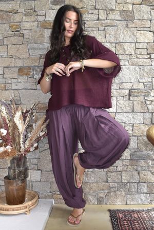 Basso Shirring Genie Pant Deep Damson